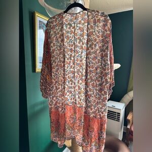 Linen blend kimono, swimsuit cover up